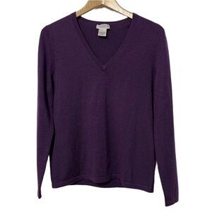 Kate Hill Womens Merino Wool Vneck Sweater Spring Casual Easter